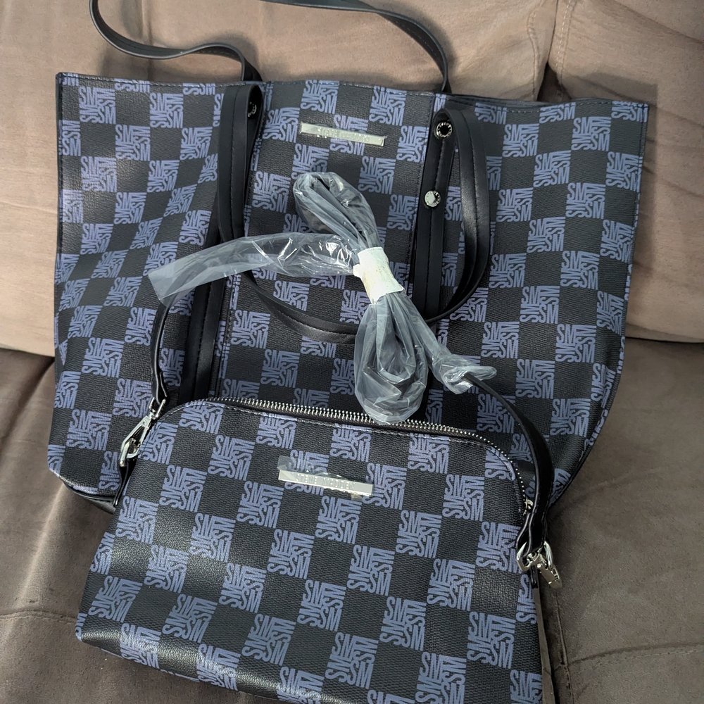 Steve Madden Black and Gray Tote Bag Set